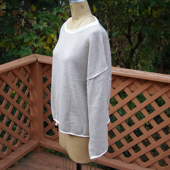 NWOT size L/XL Beige cozy pullover Sweater w/Fringe detail - Picture 4 of 11